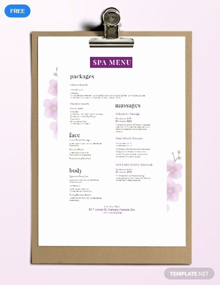 Free Salon Menu Template Lovely Free Spa Menu Cute Ideas for Things