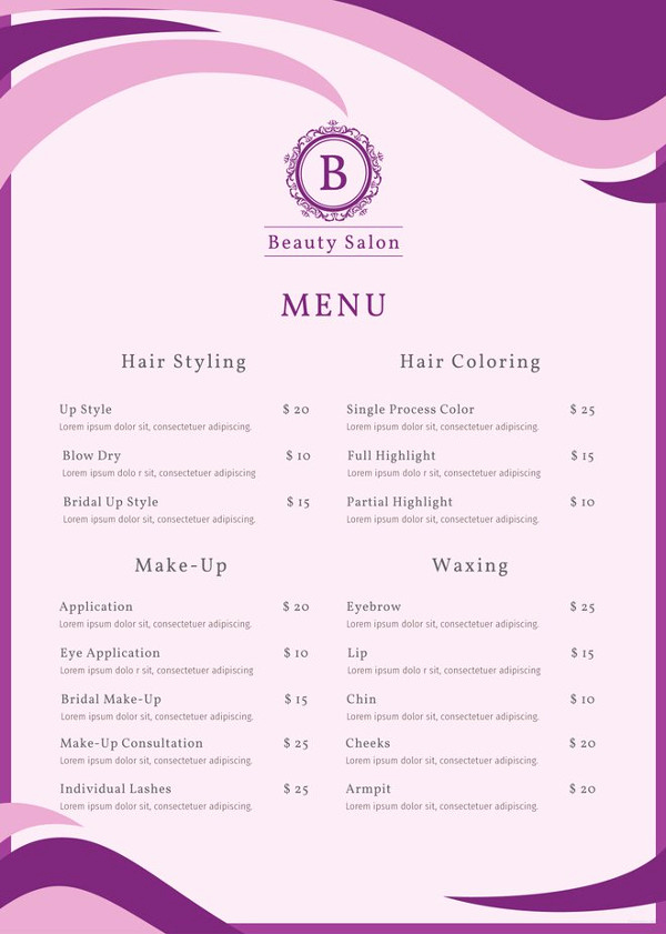 Free Salon Service Menu Template Best Of 15 Eye Catching Salon Menu Templates Psd Ai