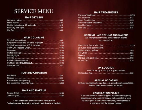 Free Salon Service Menu Template Best Of Pin by Shelley On Business Card Templates