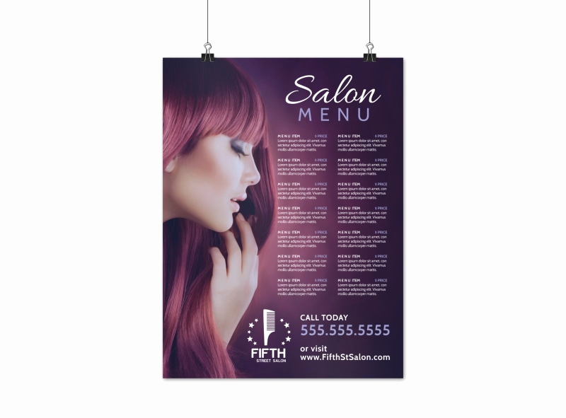 Free Salon Service Menu Template New Hair Salon Menu Poster Template