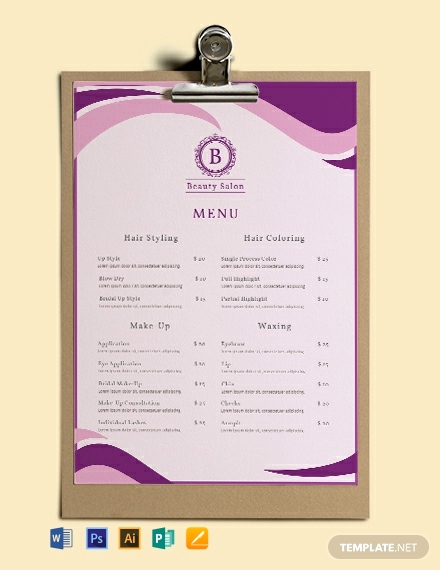 Free Salon Service Menu Template Unique Free Salon Menu Template Word Psd Indesign