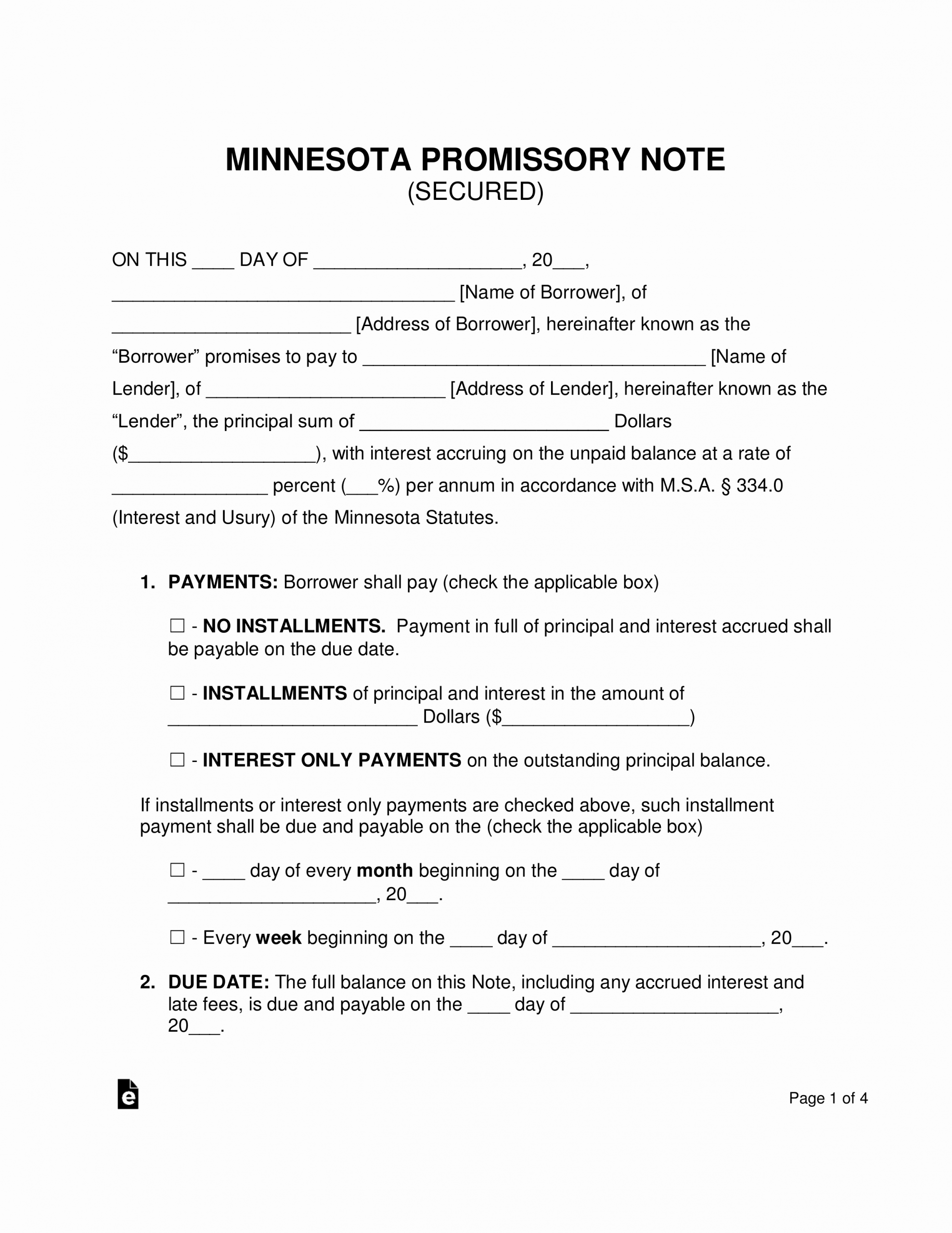 Free Secured Promissory Note Template Elegant Free Minnesota Secured Promissory Note Template Word