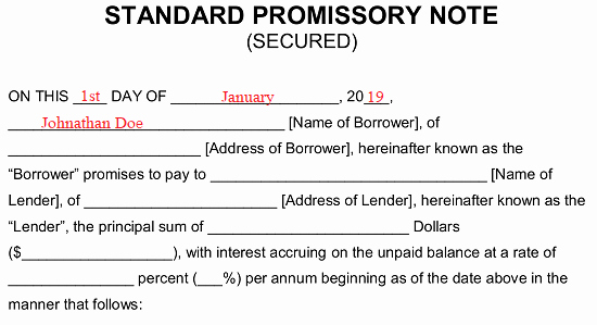 Free Secured Promissory Note Template Fresh Free Secured Promissory Note Template Word