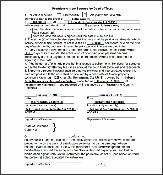 Free Secured Promissory Note Template Inspirational 10 Secured Promissory Note Template Sampletemplatess