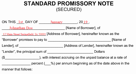 Free Secured Promissory Note Template Inspirational Free Secured Promissory Note Template Word