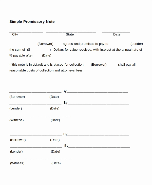 simple promissory note templates