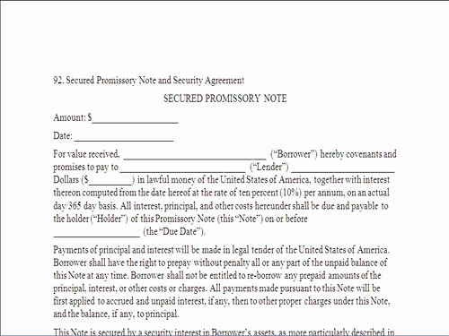 Free Secured Promissory Note Template New 25 Of Iou Contract Template