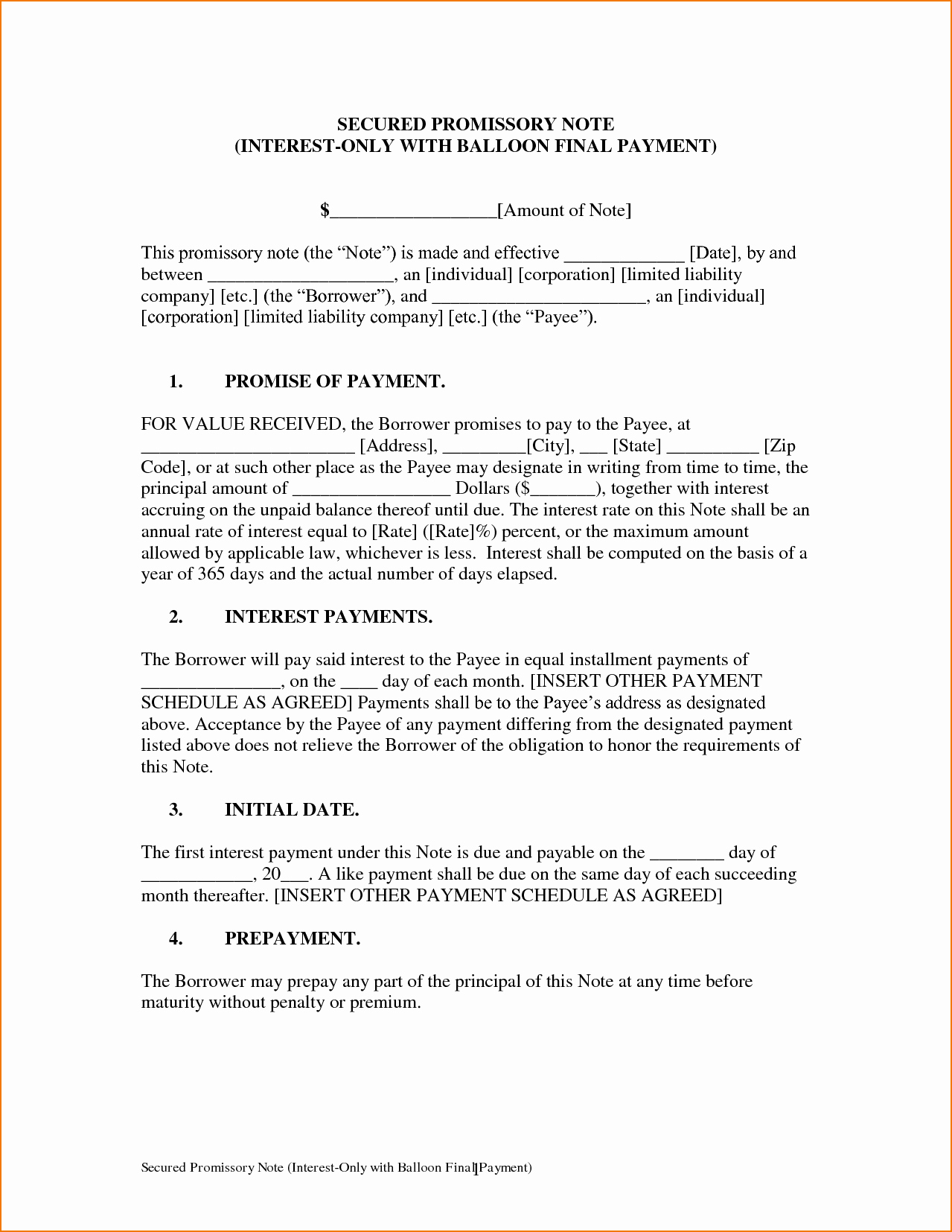 Free Secured Promissory Note Template Unique 4 Secured Promissory Note Template