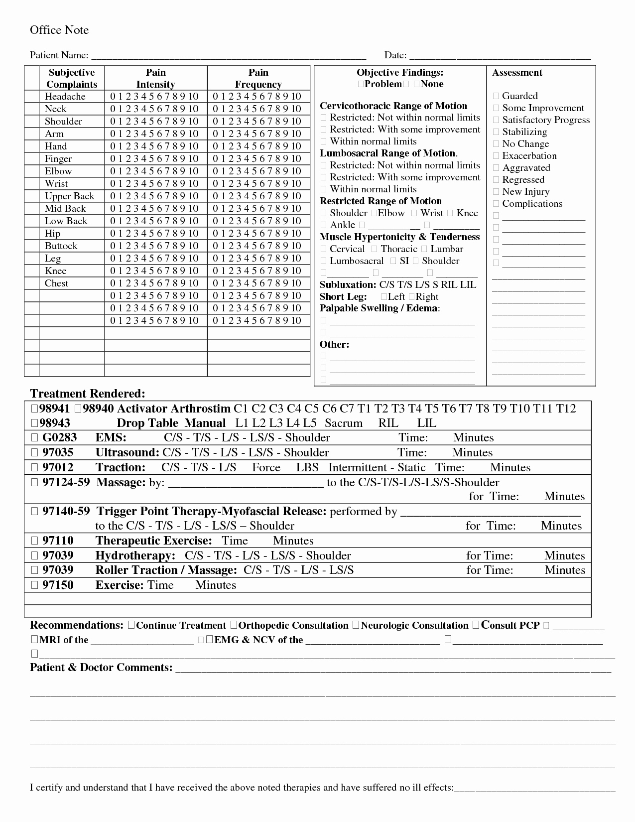 Free soap Note Template Unique Chiropractic soap Note Template