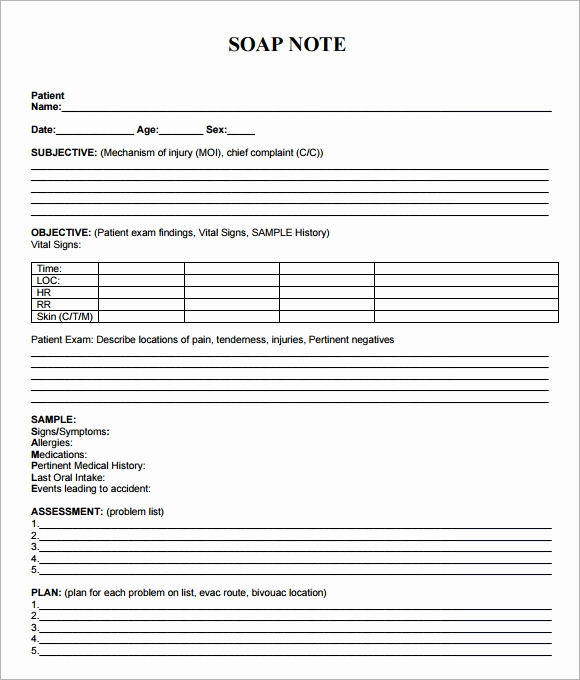 Free soap Note Template Unique Free 8 Sample soap Note Templates In Ms Word