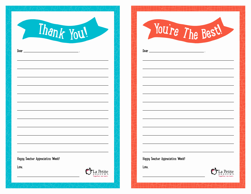 Free Thank You Note Template Awesome Teacher Appreciation Week – Free Printable “thank You