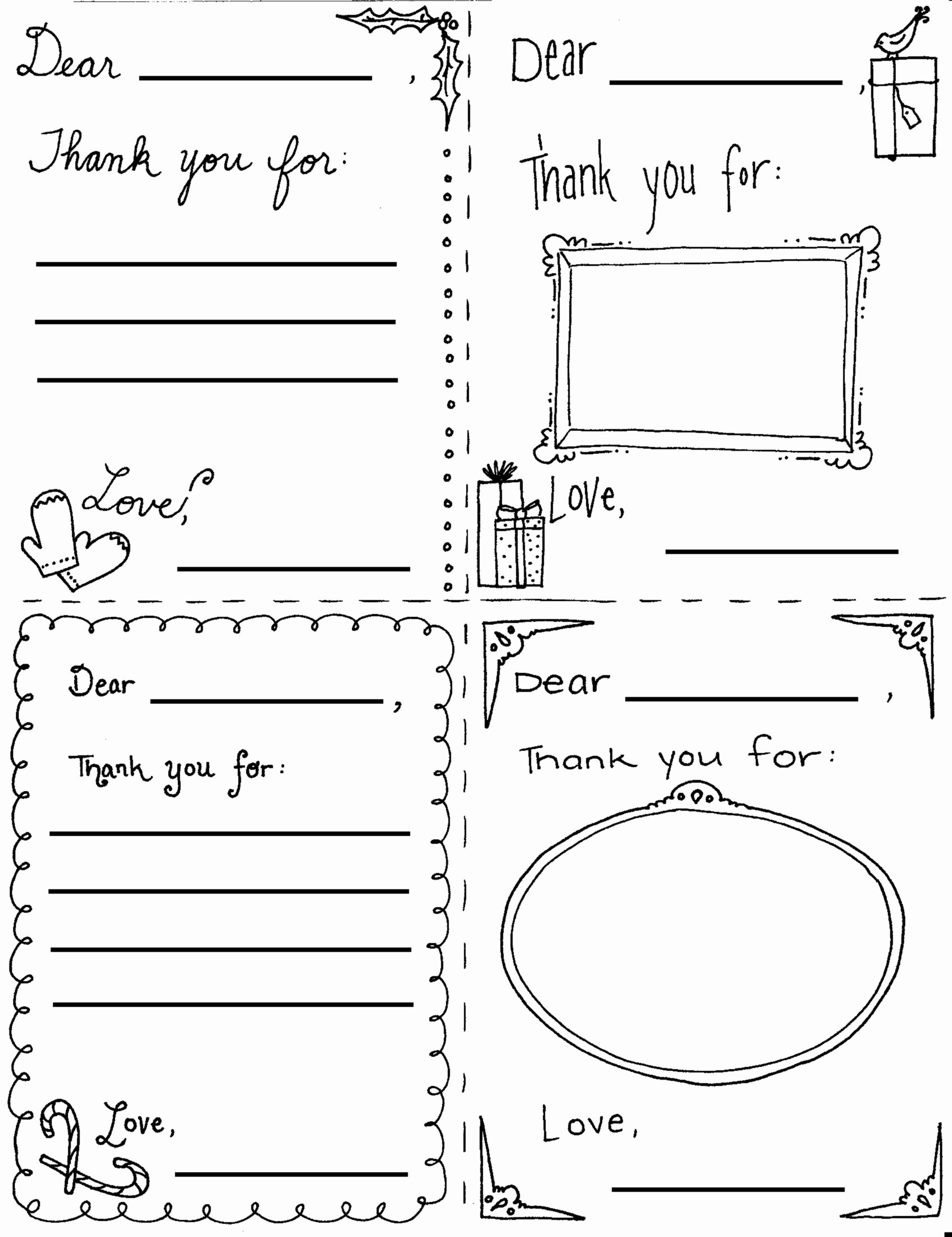 Free Thank You Note Template Beautiful Printable Christmas &quot;thank You&quot; Cards for Children