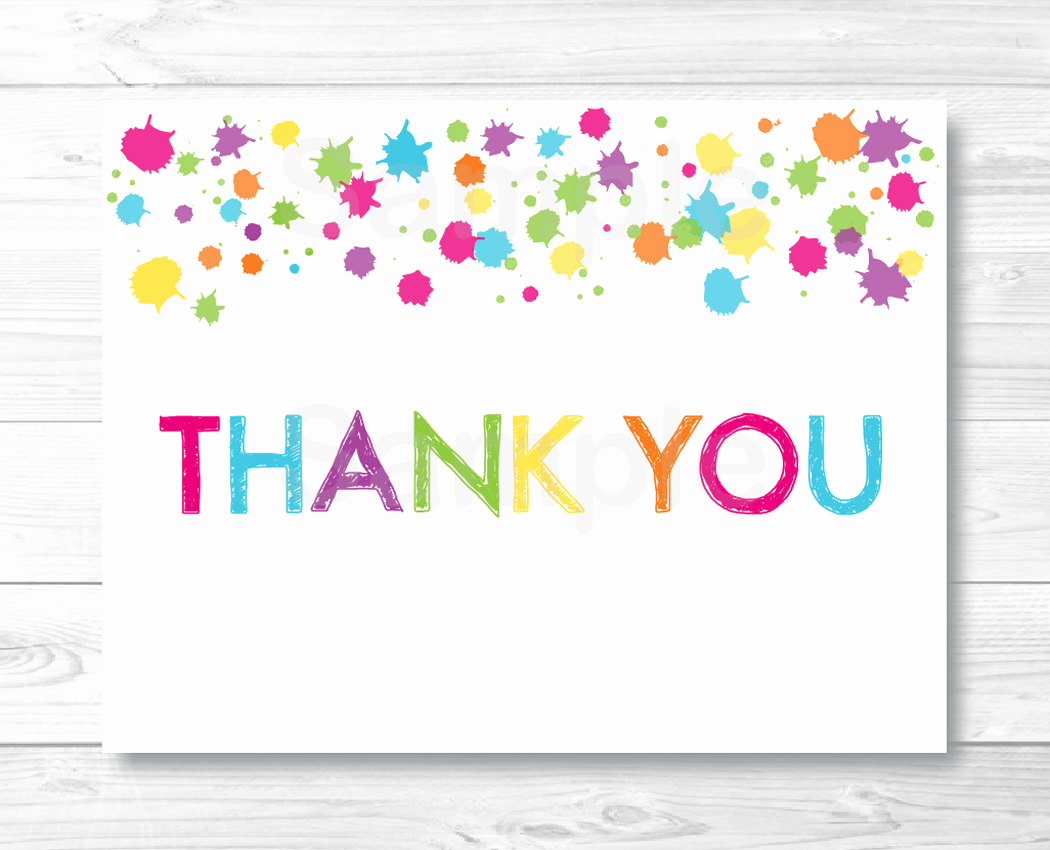 Free Thank You Note Template Best Of Rainbow Art Party Thank You Card Template Art Birthday Party