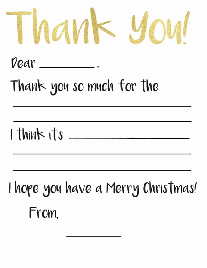 Free Thank You Note Template Luxury Kid S Thank You Card Printable