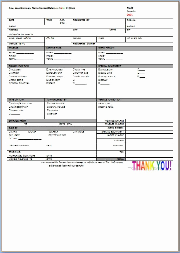 Free towing Invoice Template Awesome Roadside assistance Invoice Template