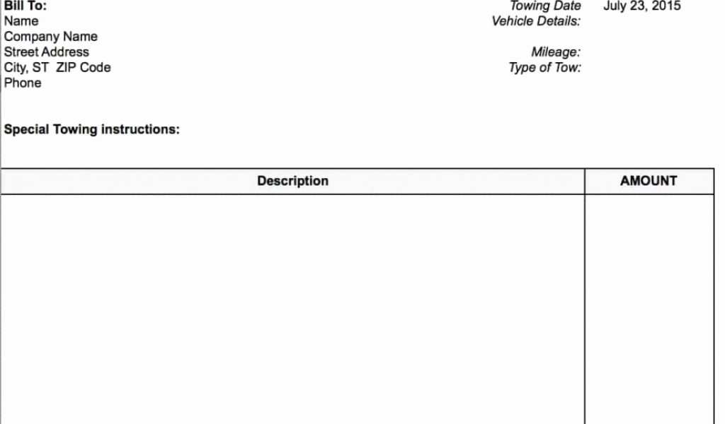 Free towing Invoice Template Lovely Blank towing Invoice Template