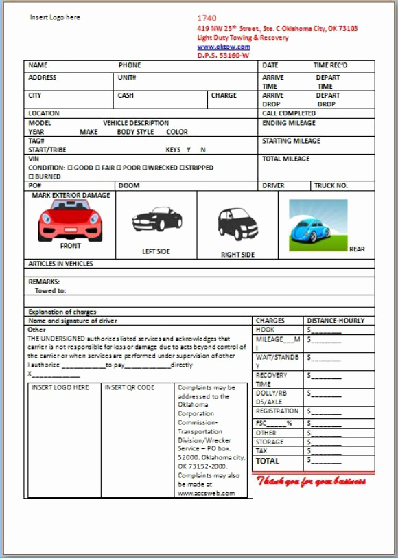 Free towing Invoice Template Luxury Car Storage Invoice Template