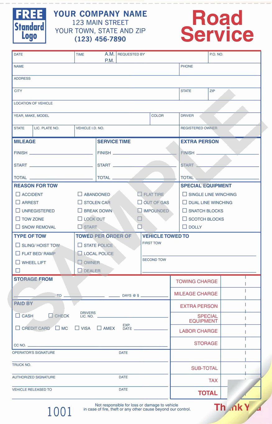 Free towing Invoice Template New towing Receipt Template