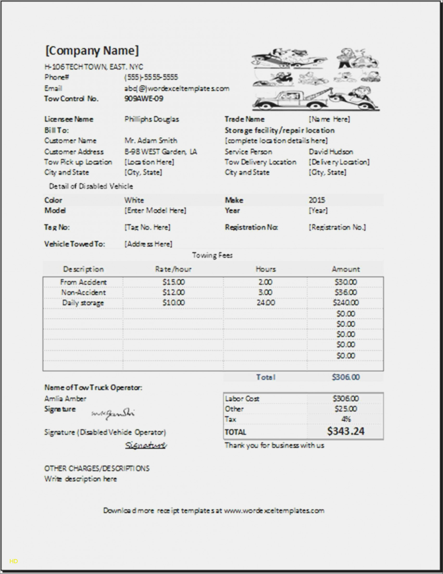 Free towing Invoice Template Unique the History towing