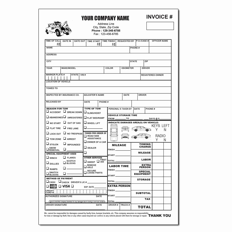 Free towing Invoice Template Unique towing Invoice Roadside Service forms