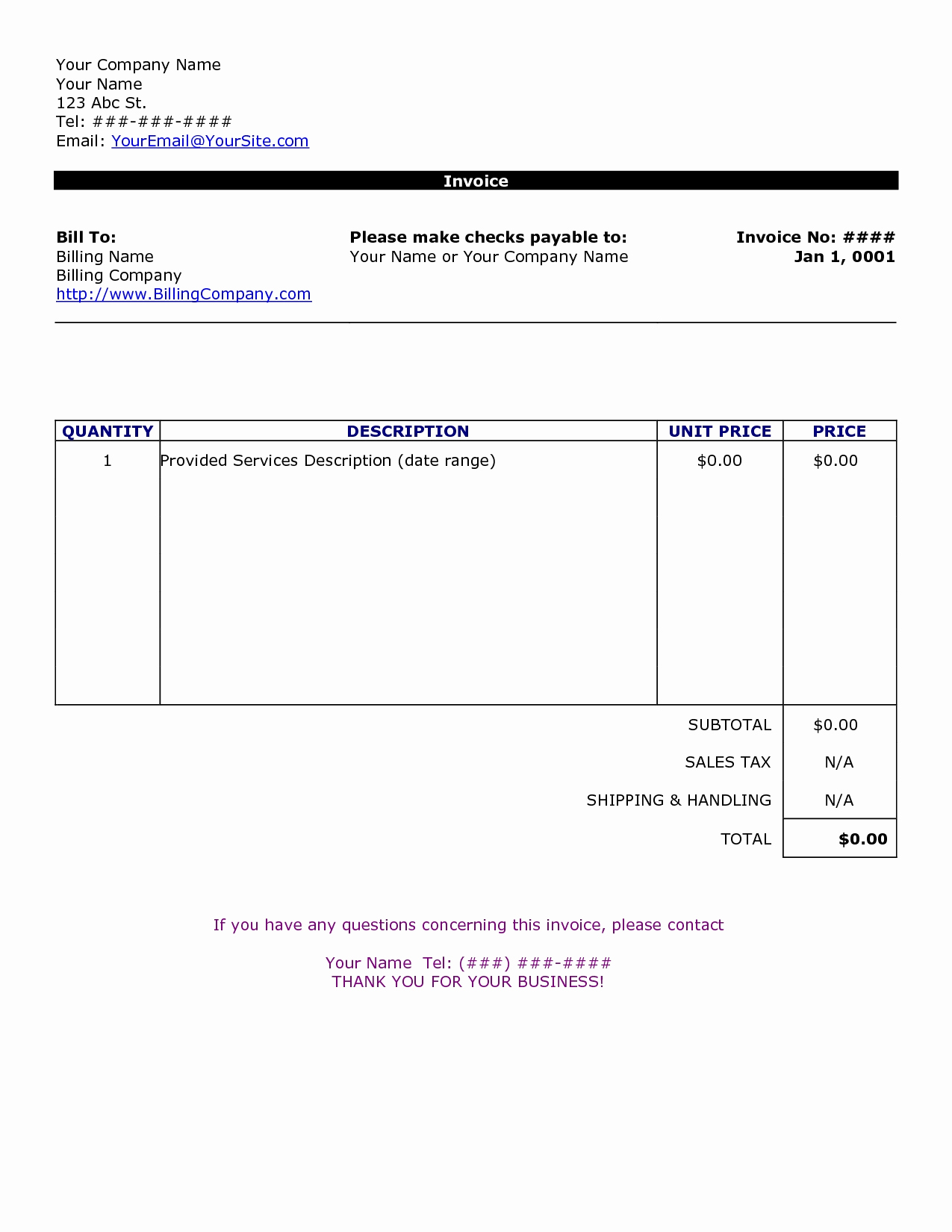 Free Word Invoice Template Lovely Word Document Invoice Template