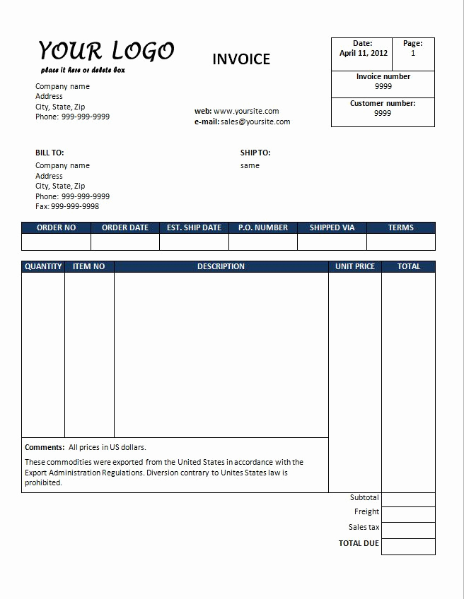 Free Word Invoice Template Luxury Free Invoice Template Downloads