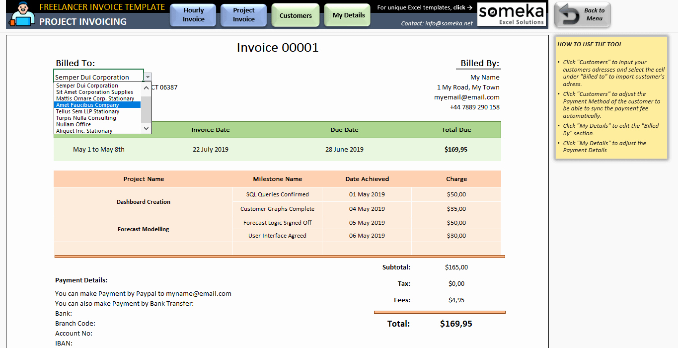 Freelance Hourly Invoice Template Awesome Freelance Invoice Template In Excel