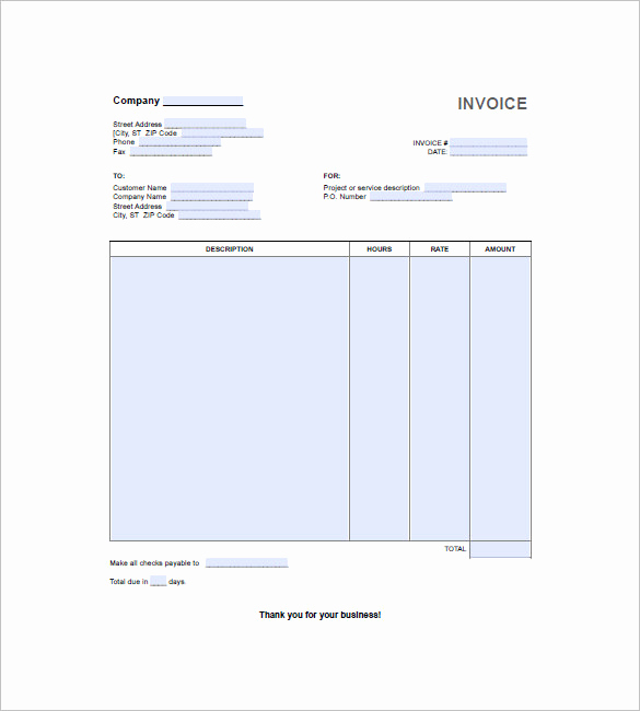 Freelance Hourly Invoice Template Beautiful 5 Hourly Invoice Template with Further Description