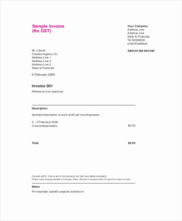 Freelance Hourly Invoice Template Beautiful Sample Freelance Invoice 7 Documents In Pdf Word