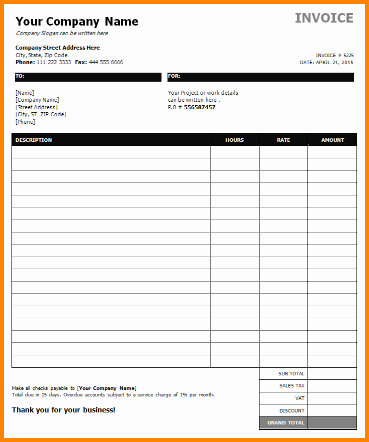 Freelance Hourly Invoice Template Best Of 8 Hourly Billing Template