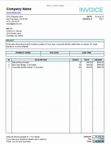 Freelance Hourly Invoice Template Fresh Service Invoice for Freelancers