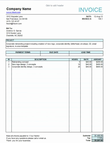 Freelance Hourly Invoice Template Fresh Service Invoice for Freelancers