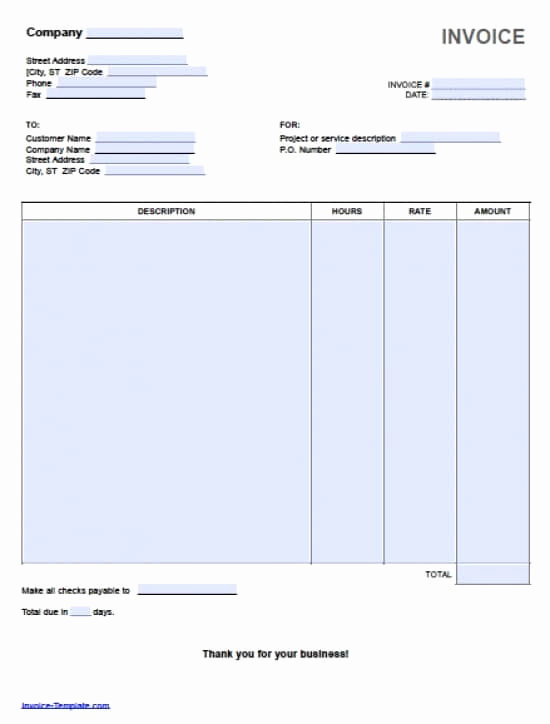 Freelance Hourly Invoice Template Lovely Free Hourly Invoice Template Excel Pdf