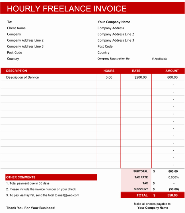 Freelance Writing Invoice Template Beautiful Freelance Invoice Templates 5 Best Free Samples for Word