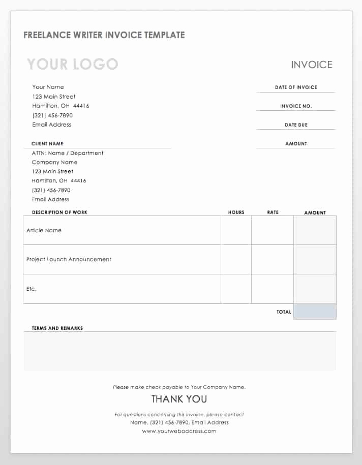 Freelance Writing Invoice Template Elegant 55 Free Invoice Templates