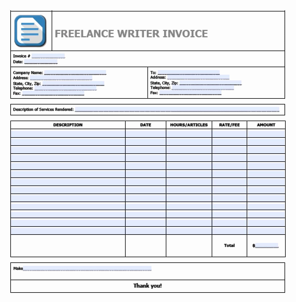 Freelance Writing Invoice Template Lovely Freelance Copy Writer Invoice Template Sample Bonsai