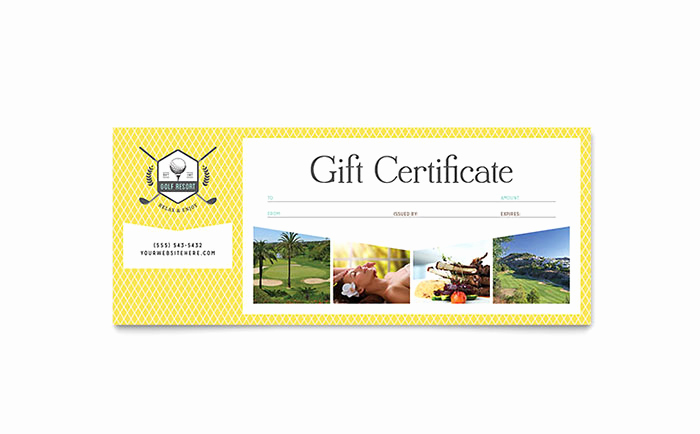 Full Page Gift Certificate Template Elegant Golf Resort Gift Certificate Template Word &amp; Publisher