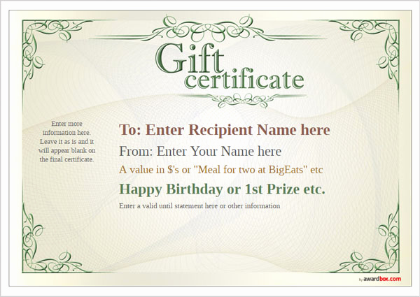 Full Page Gift Certificate Template Fresh Free Printable Gift Certificate Template Designs for Home