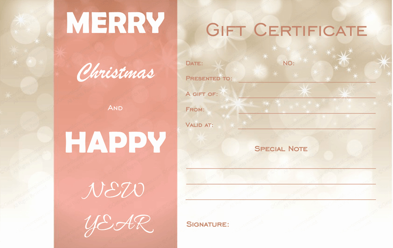 Full Page Gift Certificate Template New Golden Sparks Christmas Gift Certificate Template