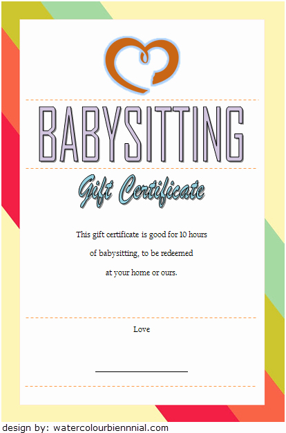 Funny Gift Certificate Template Luxury Babysitting Gift Certificate Template Free [7 New Choices]