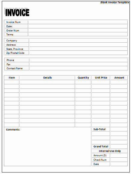 Generic Invoice Template Word Elegant Blank Invoice Template 5 Free Blank Invoices