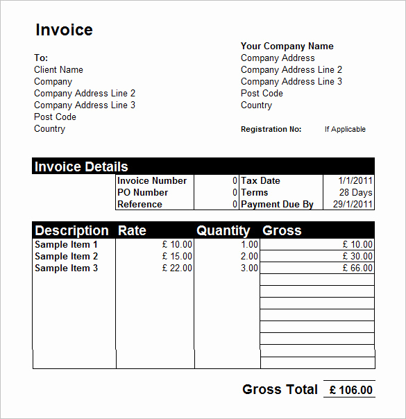 Generic Invoice Template Word Fresh Generic Invoice Template Free