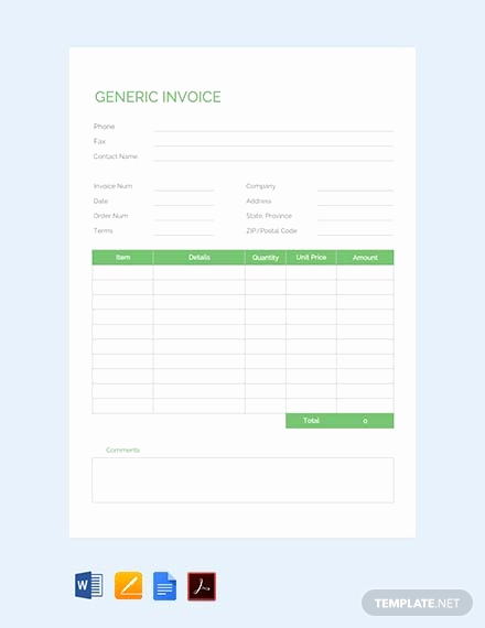 Generic Invoice Template Word Luxury Free Editable Generic Invoice Template Pdf