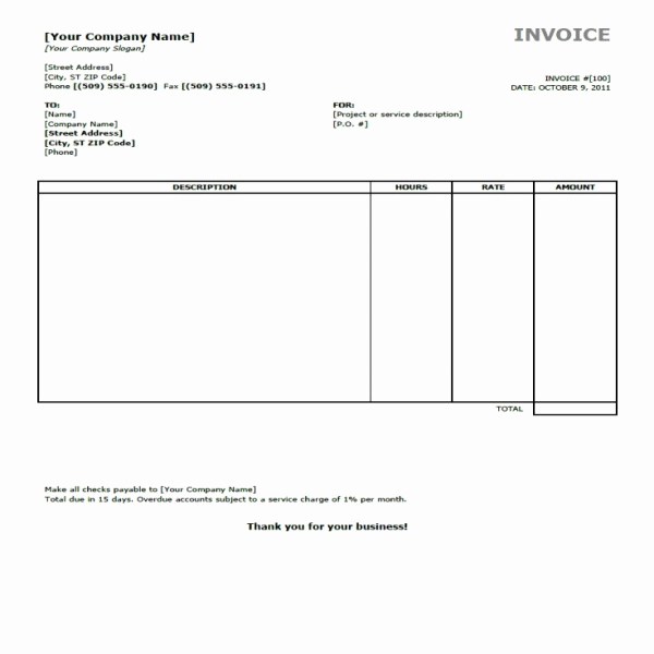 Generic Invoice Template Word Luxury Generic Invoice – Task List Templates