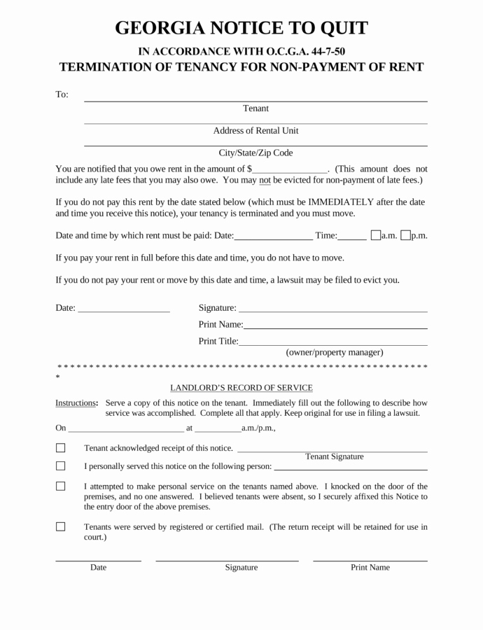 Georgia Eviction Notice Template Beautiful Eviction Notice Template Ga