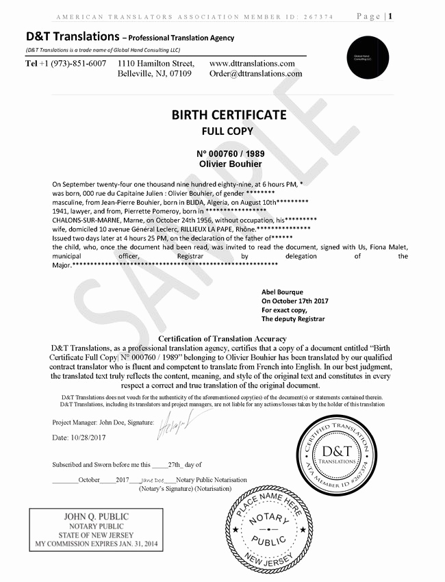 German Birth Certificate Template Best Of Translation Samples D&amp;t Translations