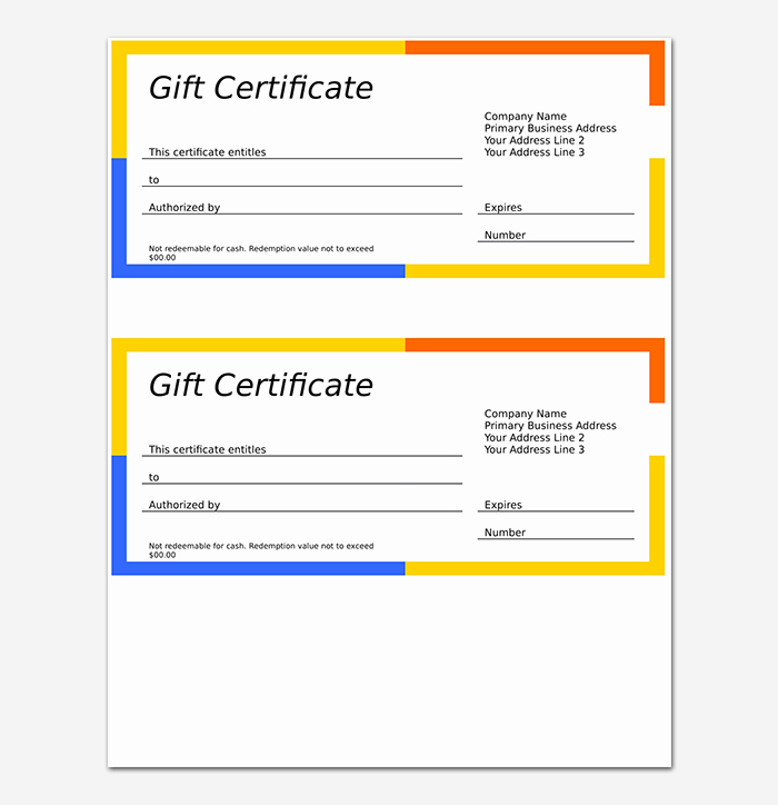 Gift Certificate Template Free Pdf New 44 Free Printable Gift Certificate Templates for Word &amp; Pdf