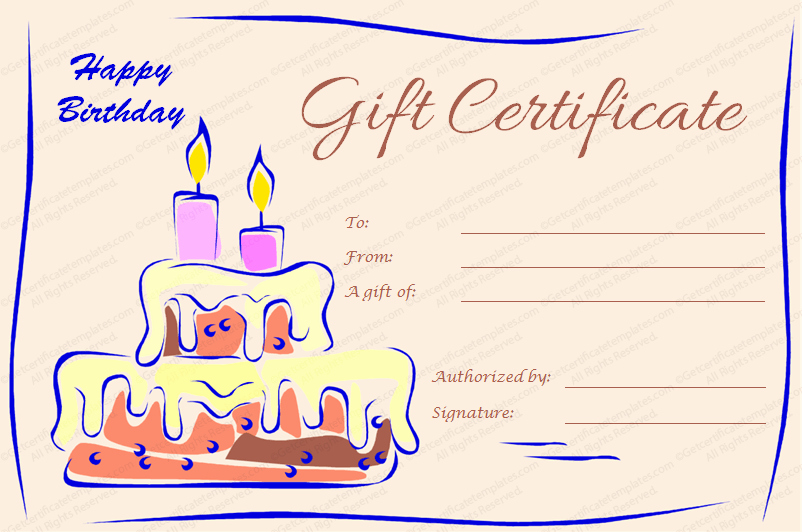 Gift Certificate Template Free Pdf Unique Birthday Gift Certificate Templates Editable &amp; Printable