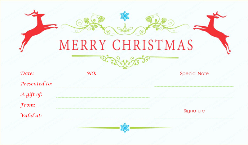 Gift Certificate Template Free Pdf Unique Double Reindeer Christmas Gift Certificate Template