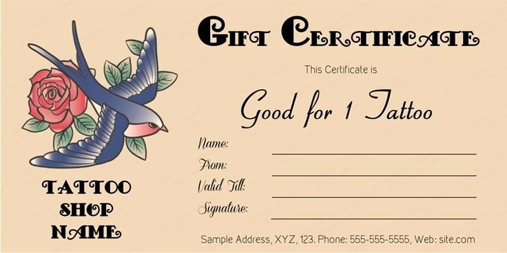 Gift Certificate Template Free Pdf Unique Tattoo Gift Certificate Template